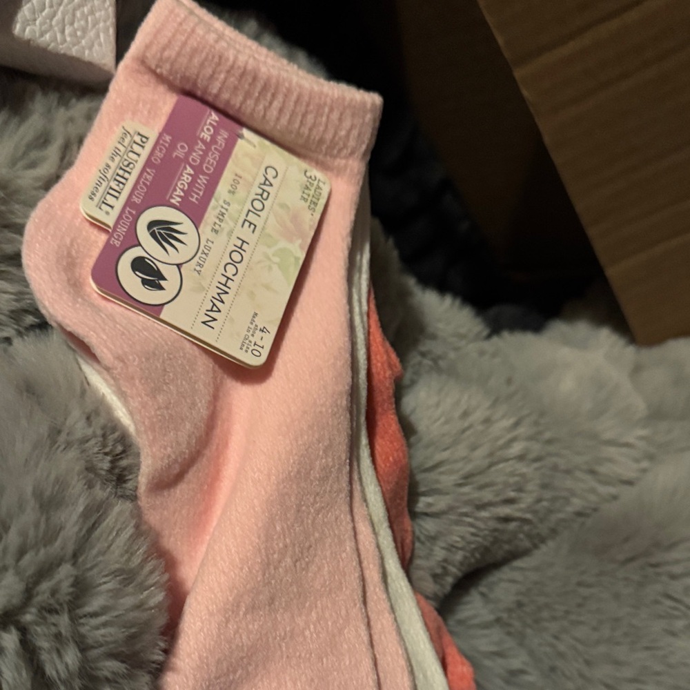 Midnight by Carole Hochman Pink, White, and Coral Socks 100 % Simple Luxury!